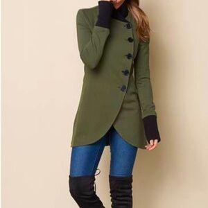 Venus Size Small Olive Green Women's Asymmetrical Coat